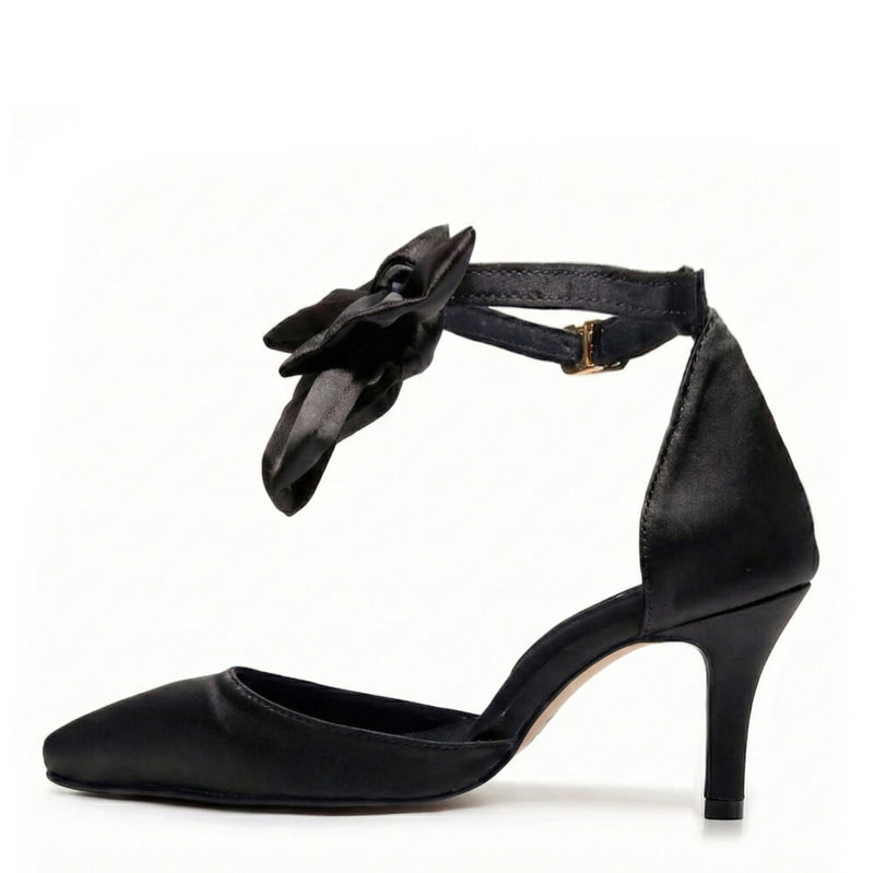 Sharlie - Black Satin - Street Sole