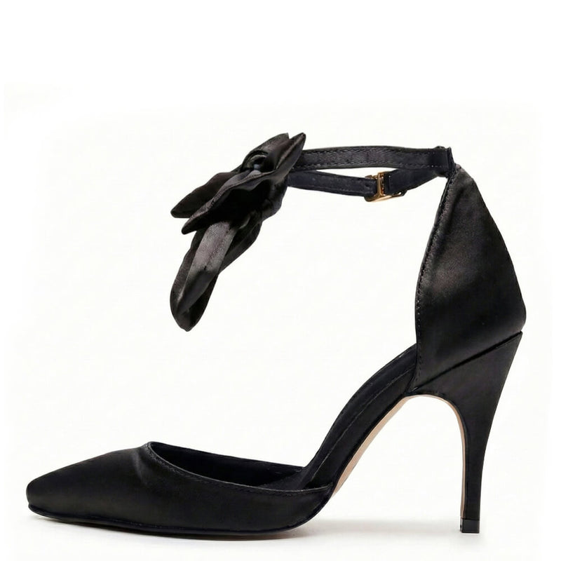 Sharlie - Black Satin - Street Sole