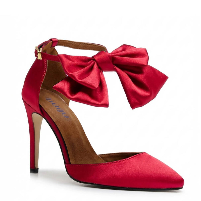 Sharlie - Deep Red Satin - Street Sole