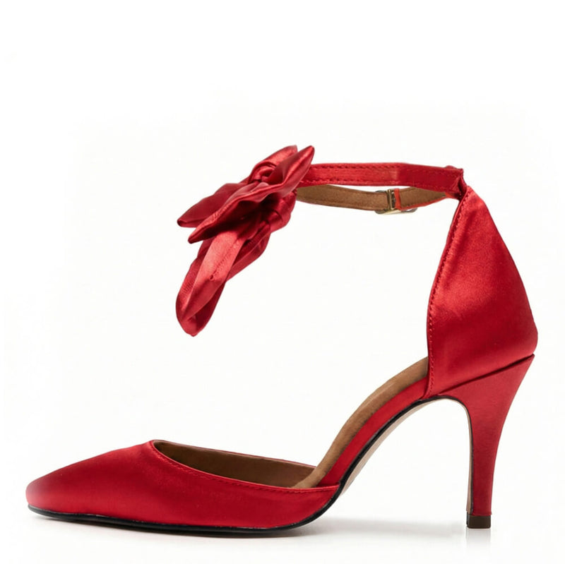 Sharlie - Deep Red Satin - Street Sole