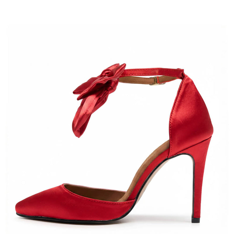 Sharlie - Deep Red Satin - Street Sole