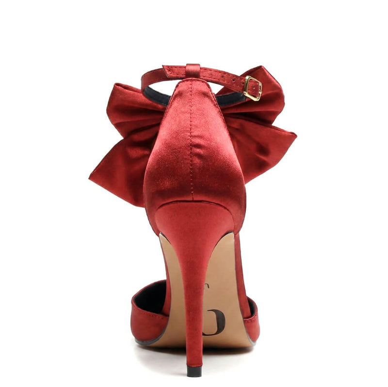 Sharlie - Deep Red Satin - Street Sole