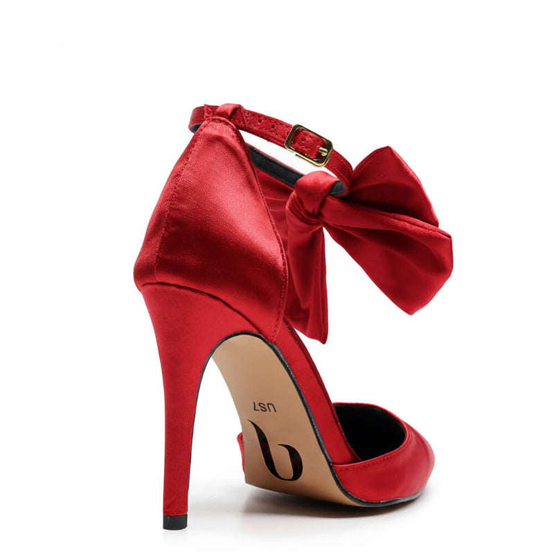 Sharlie - Deep Red Satin - Street Sole