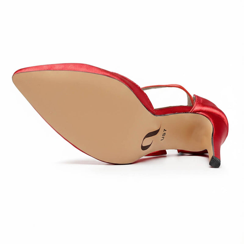 Sharlie - Deep Red Satin - Street Sole