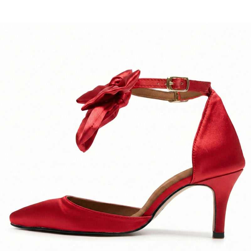 Sharlie - Deep Red Satin - Street Sole