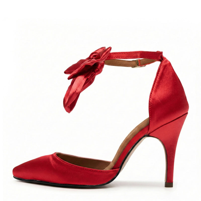 Sharlie - Deep Red Satin - Street Sole