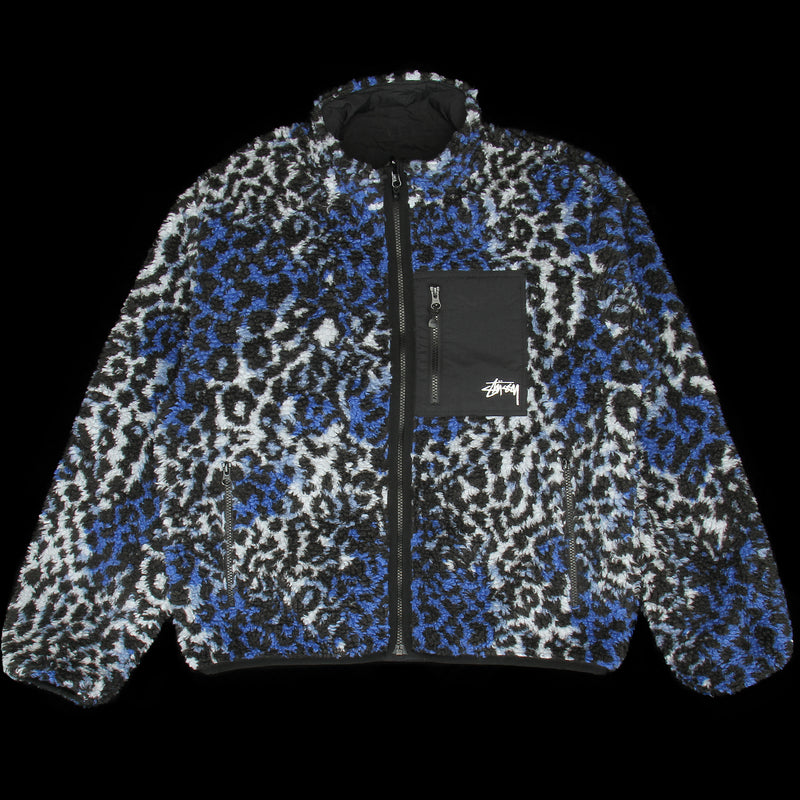 Stussy | Sherpa Reversible Jacket Blue Leopard