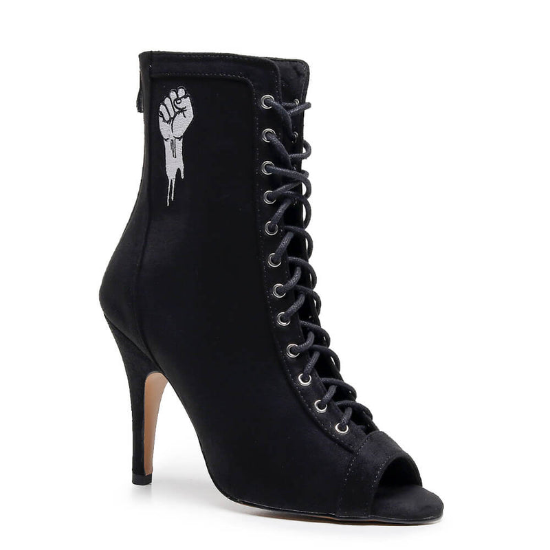Sierralynn Embroidery - Vegan Suede Black Resist - Street Sole