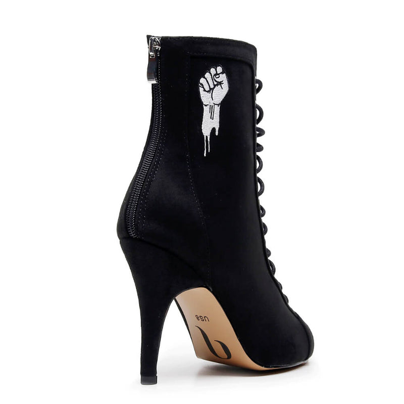 Sierralynn Embroidery - Vegan Suede Black Resist - Street Sole