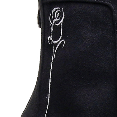 Sierralynn Embroidery - Vegan Suede Black Rose - Street Sole