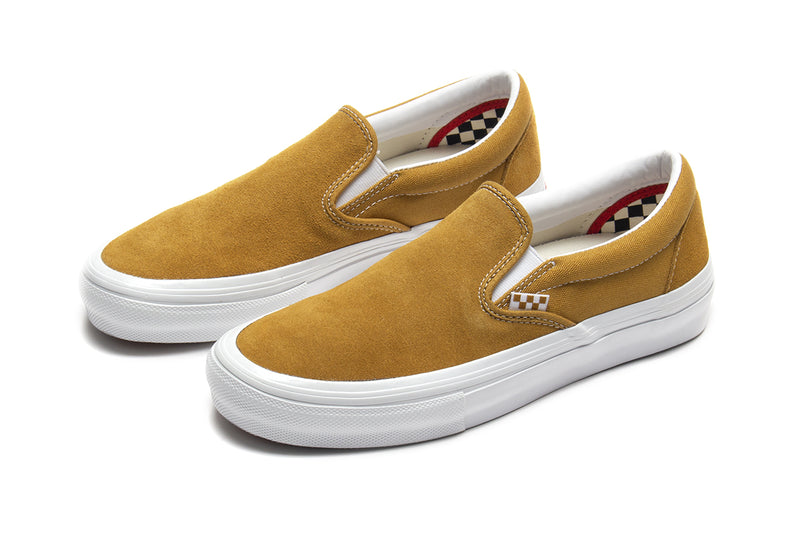 Vans | Skate Slip-On Style # VN0A5FCAGLW1 Color : Wrapped Gold / White