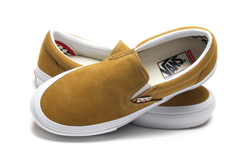 Vans | Skate Slip-On Style # VN0A5FCAGLW1 Color : Wrapped Gold / White