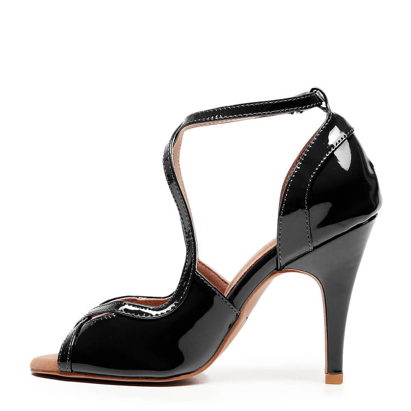 Starlette - Black Vegan Patent - Suede Sole