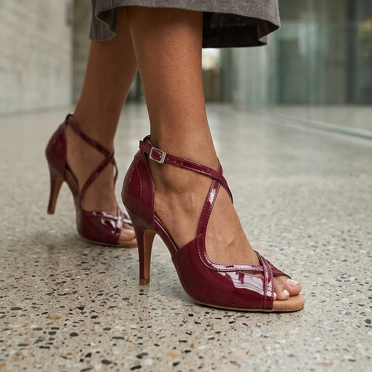 Starlette - Burgundy Vegan Patent - Street Sole