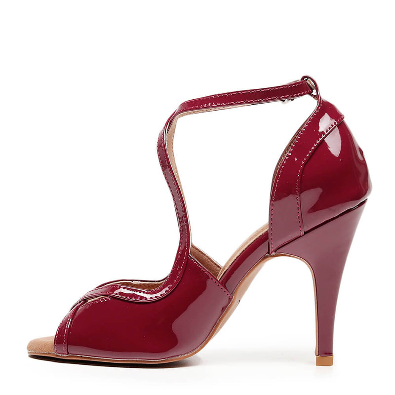 Starlette - Burgundy Vegan Patent - Street Sole