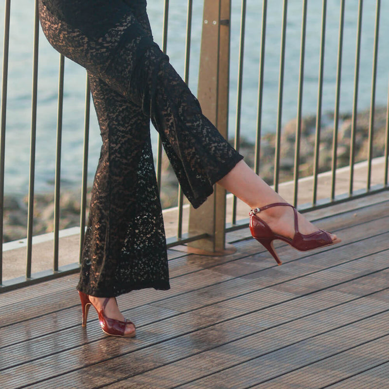 Starlette - Burgundy Vegan Patent - Street Sole