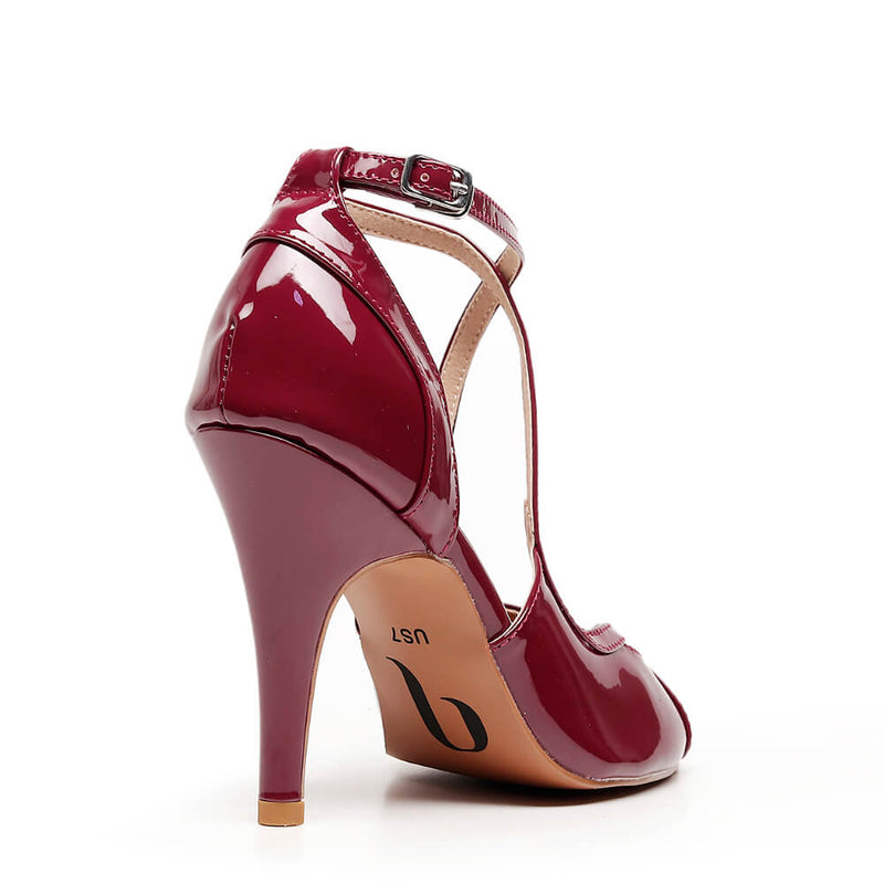 Starlette - Burgundy Vegan Patent - Suede Sole