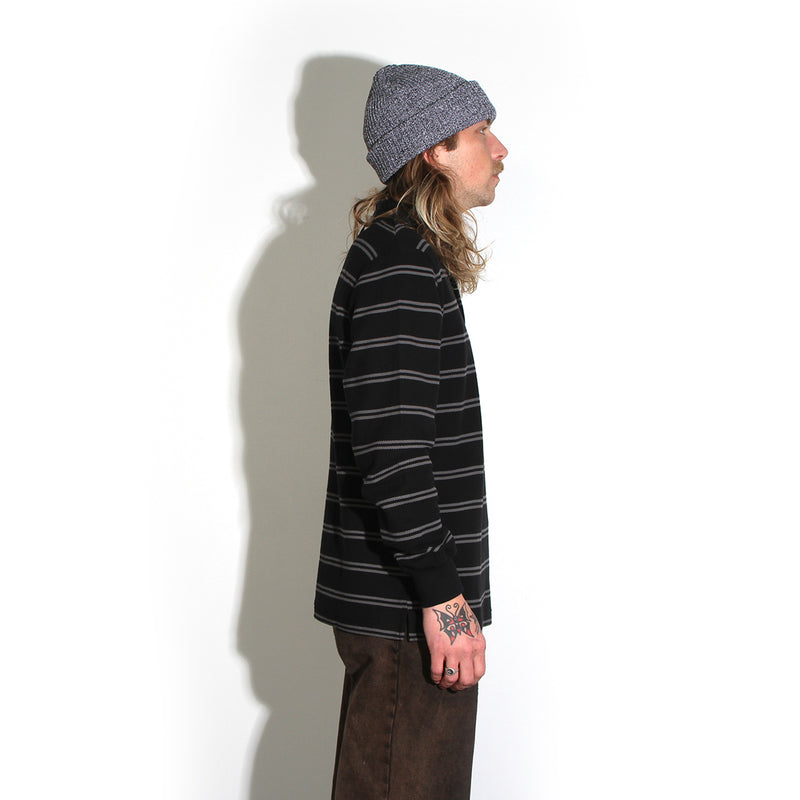 Polar | Striped L/S Polo Color : Black