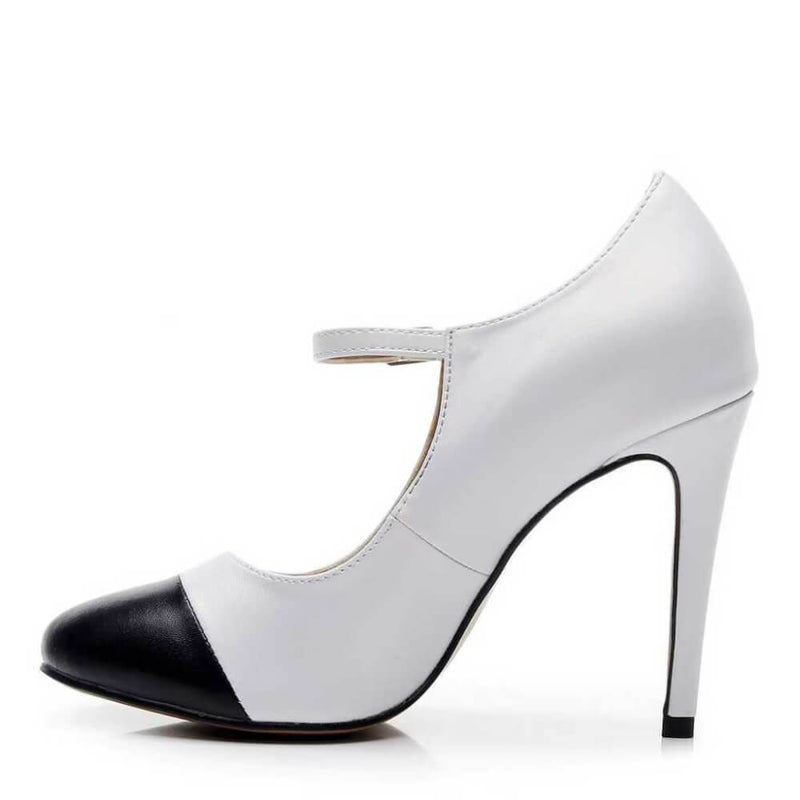 Tabby - White and Black Vegan Leather - Street Sole