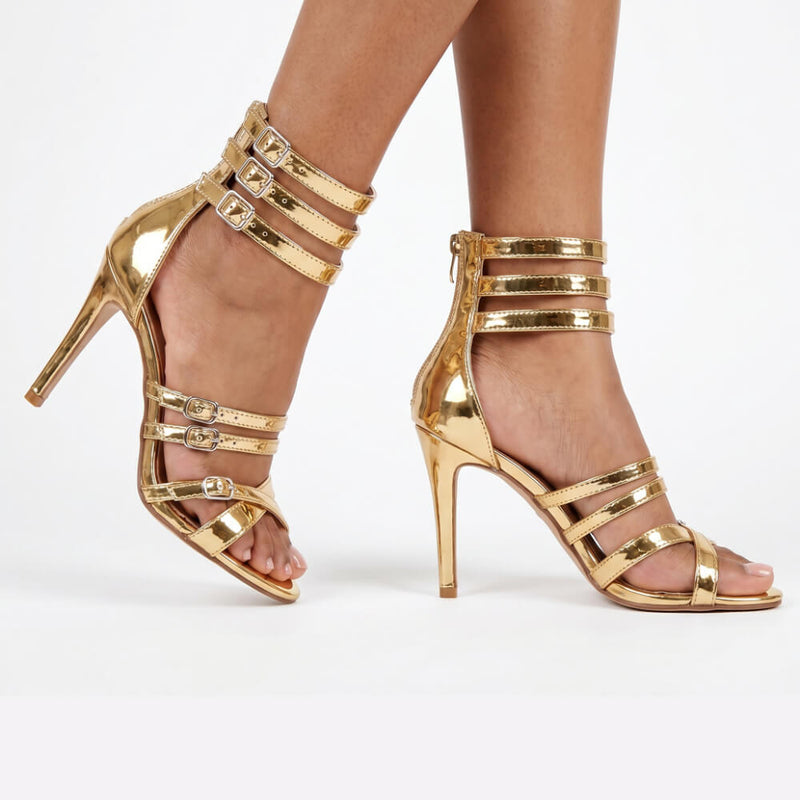 Teagan - Gold Shiny Vegan Leather - Street Sole