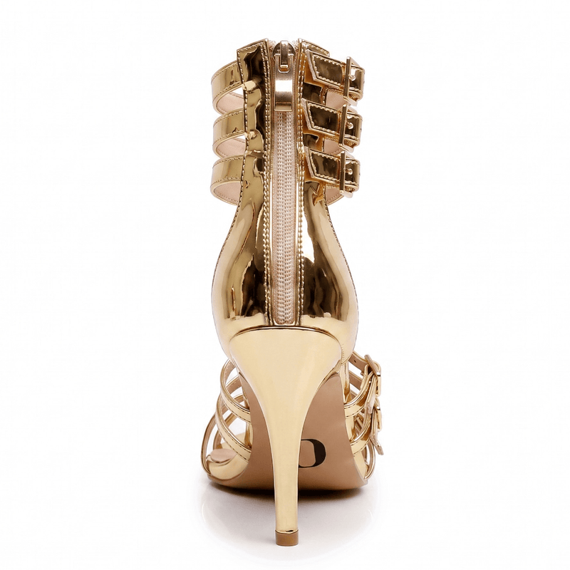 Teagan - Gold Shiny Vegan Leather - Street Sole
