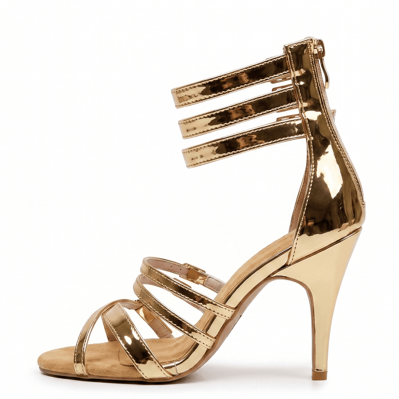 Teagan - Gold Shiny Vegan Leather - Suede Sole