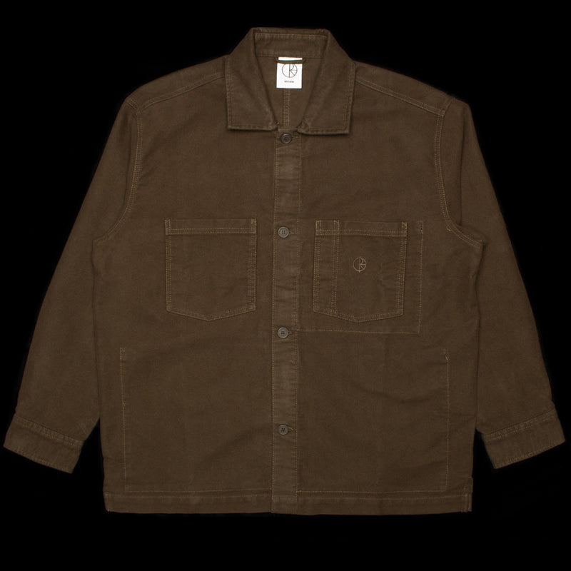 Polar | Theodore Brushed Twill Overshirt Color : Dark Olive