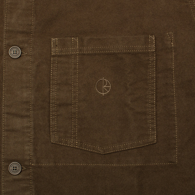 Polar | Theodore Brushed Twill Overshirt Color : Dark Olive