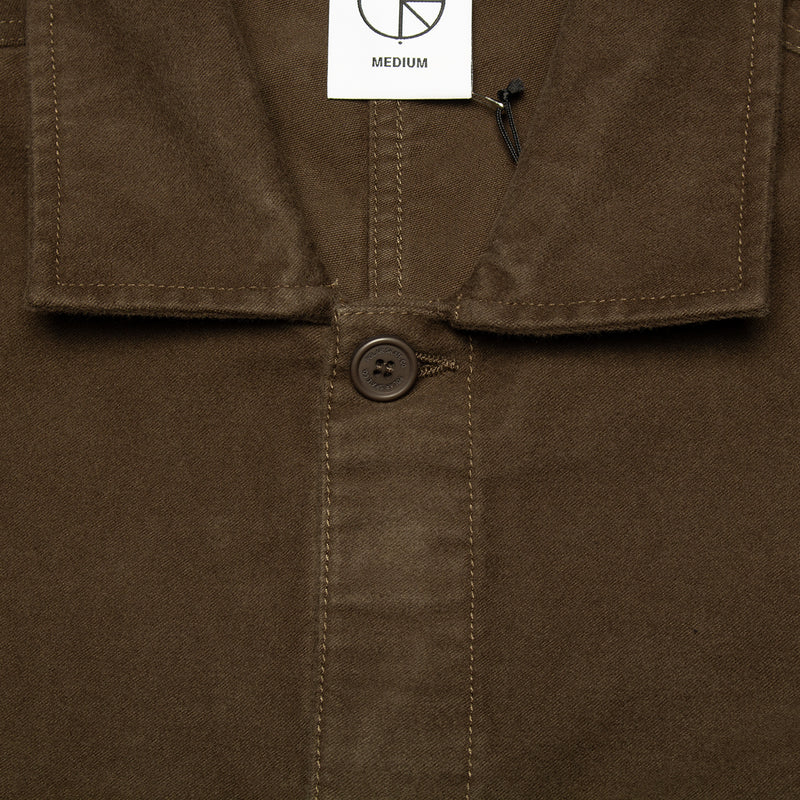 Polar | Theodore Brushed Twill Overshirt Color : Dark Olive