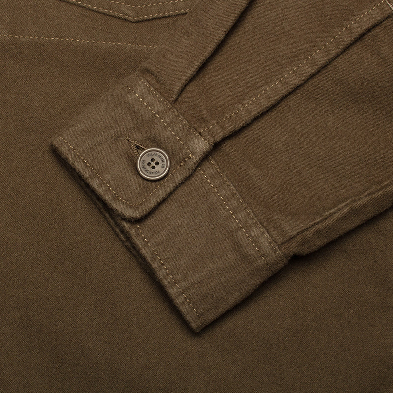 Polar | Theodore Brushed Twill Overshirt Color : Dark Olive