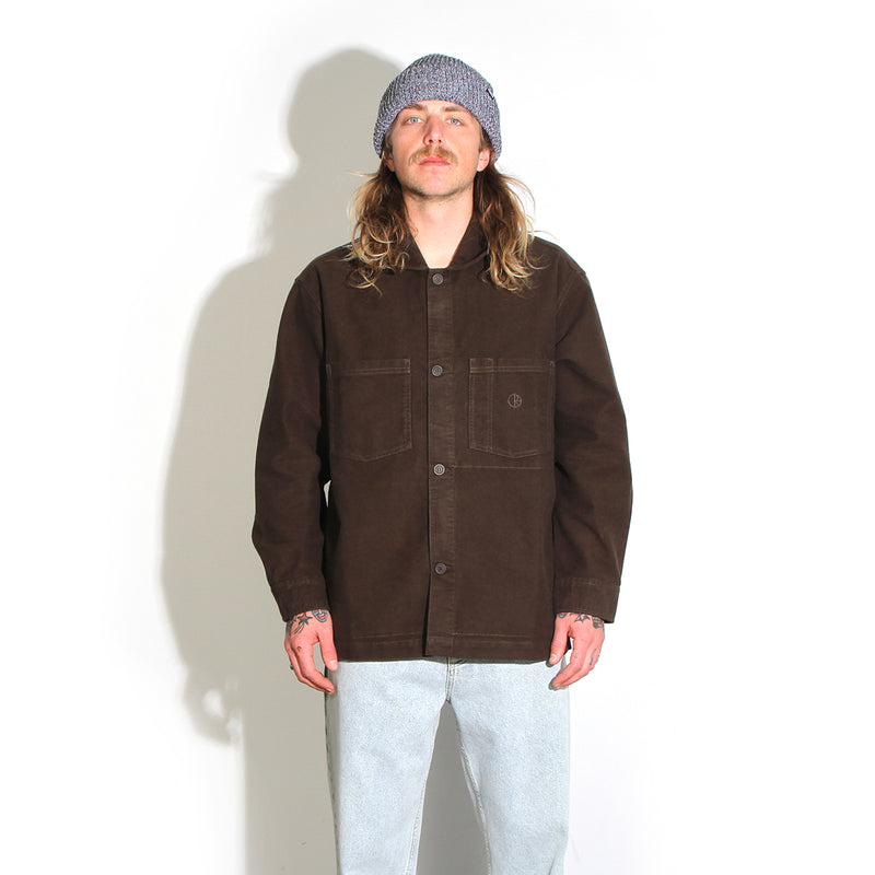 Polar | Theodore Brushed Twill Overshirt Color : Dark Olive