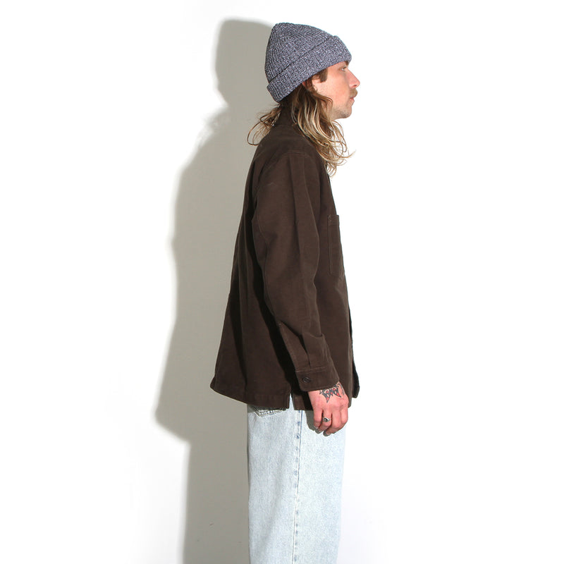 Polar | Theodore Brushed Twill Overshirt Color : Dark Olive