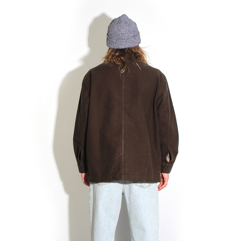 Polar | Theodore Brushed Twill Overshirt Color : Dark Olive