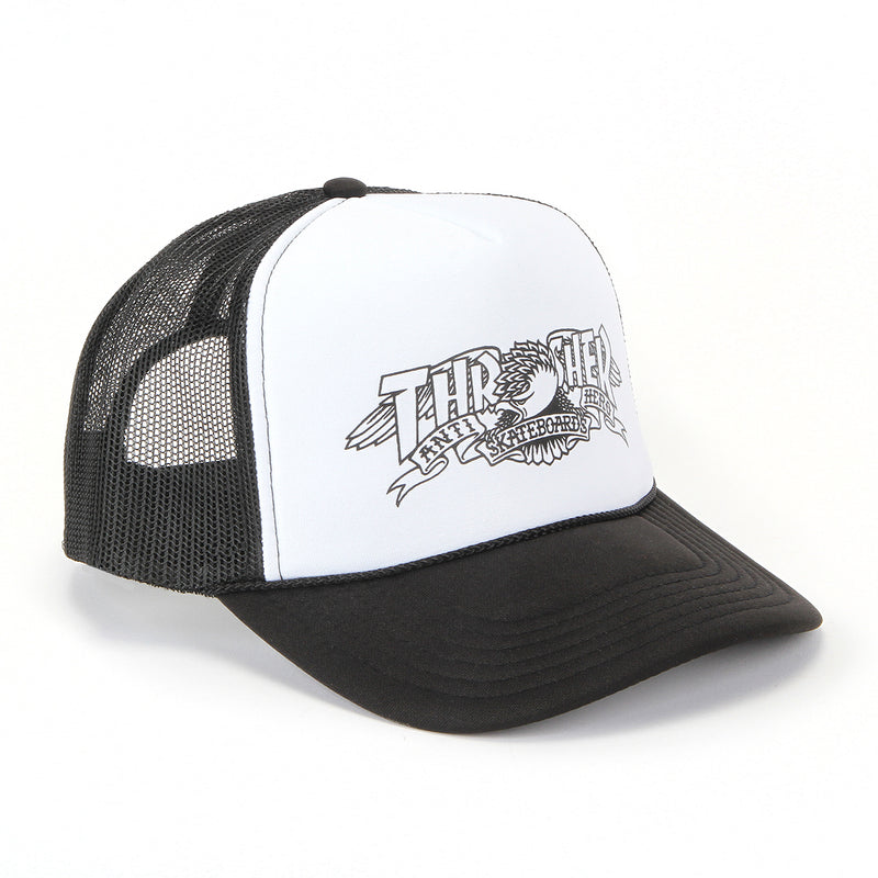 Thrasher x Anti Hero | Mag Banner Trucker Hat Black White