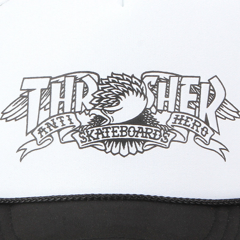 Thrasher x Anti Hero | Mag Banner Trucker Hat Black White