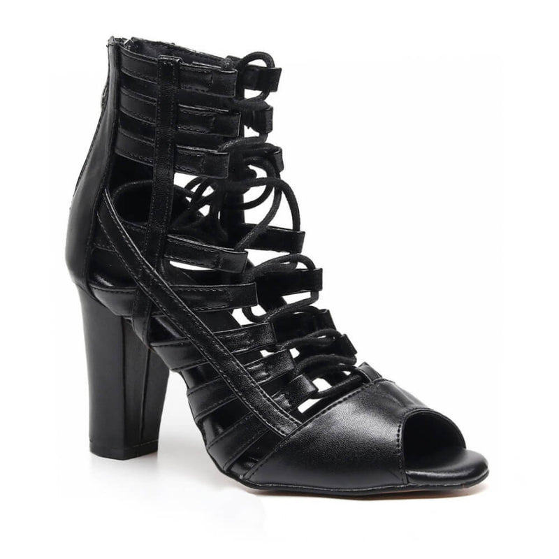 Tiyah Wide Fit - Black Vegan Leather - Suede Sole