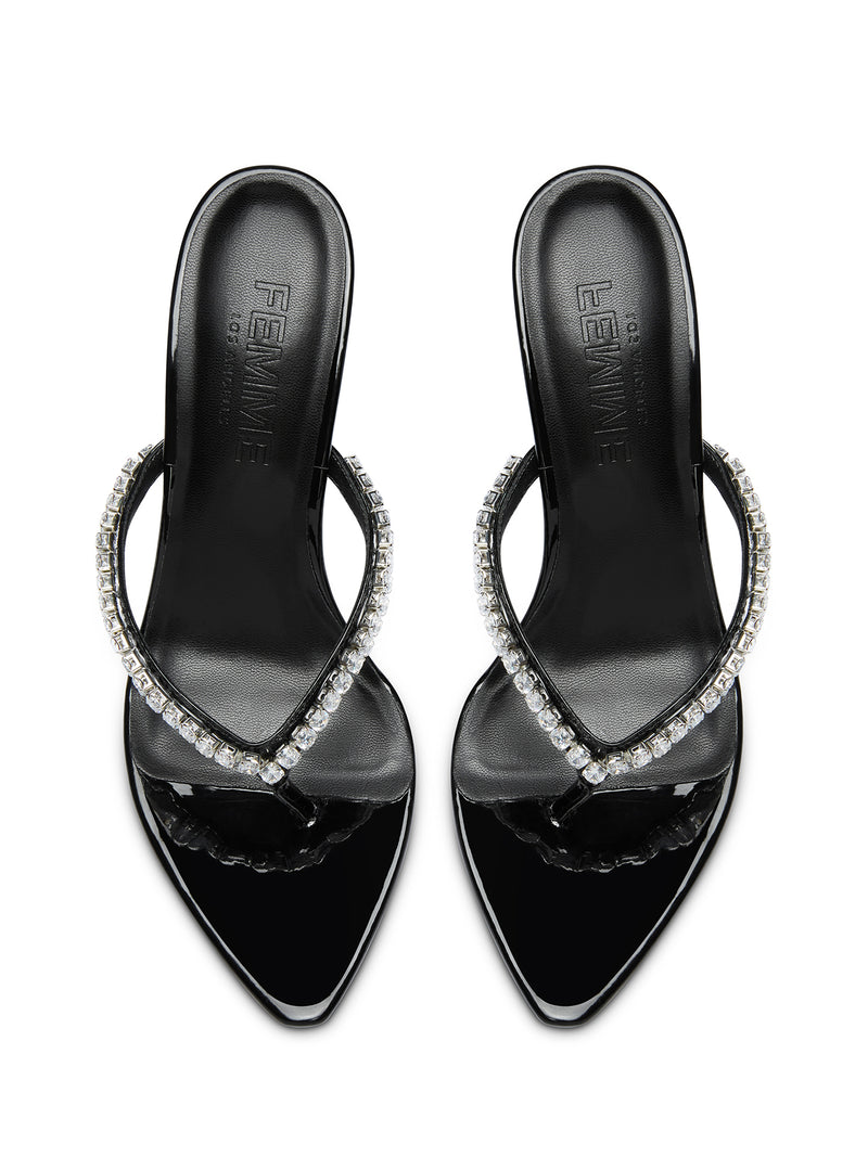 Tokyo Thong Sandal - Nero Crystal