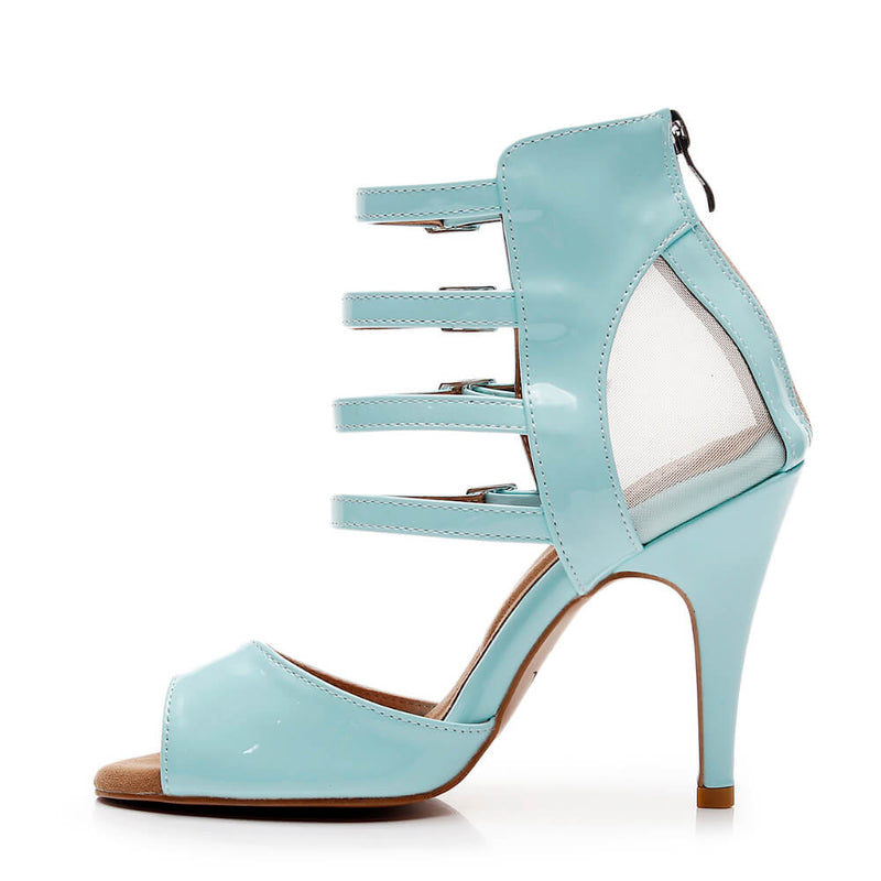 Treasure - Pastel Blue Vegan Patent - Suede Sole