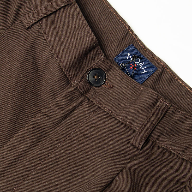 Noah | Twill Double Pleated Pant Color : Espresso