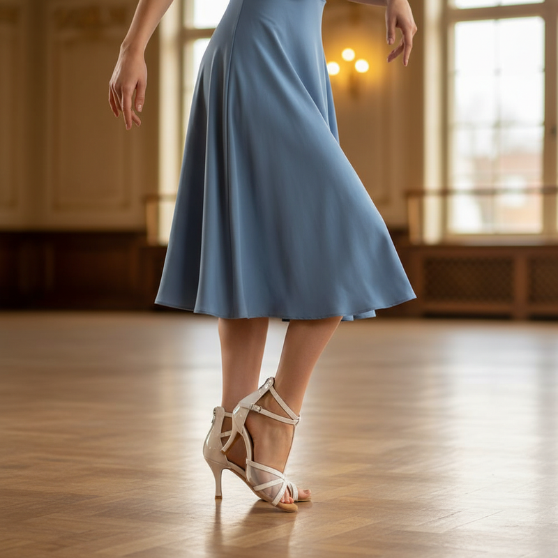 Lifestyle photo of Tylar - Ivory Vegan Patent - Street Sole