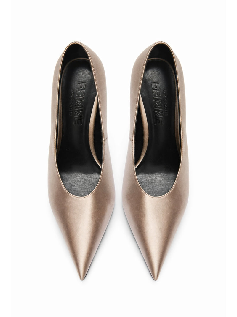 Vendome Pump - Taupe Satin - FEMME LA