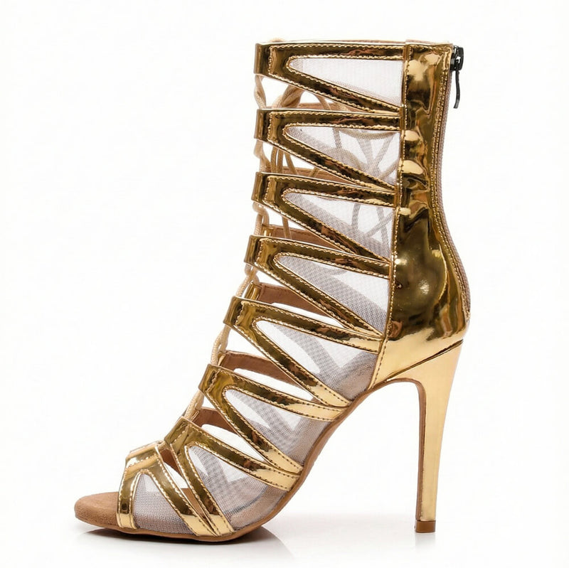Vikky - Gold Shiny Vegan Leather - Suede Sole