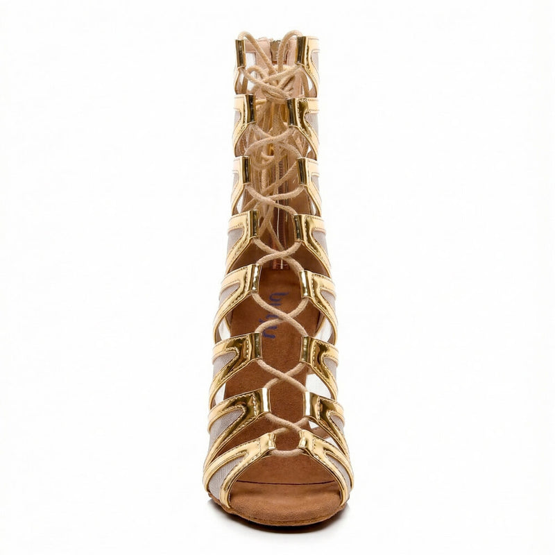 Vikky - Gold Shiny Vegan Leather - Suede Sole