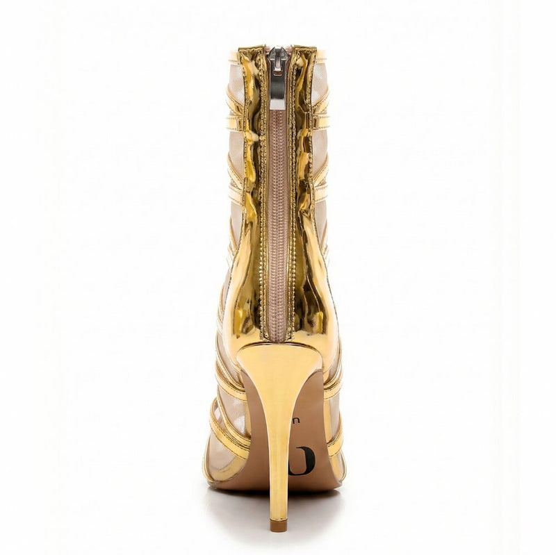 Vikky - Gold Shiny Vegan Leather - Suede Sole