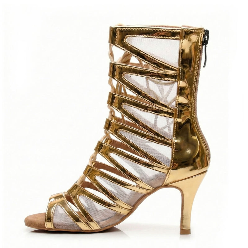 Vikky - Gold Shiny Vegan Leather - Suede Sole