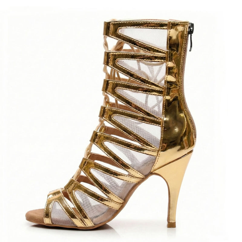 Vikky - Gold Shiny Vegan Leather - Suede Sole