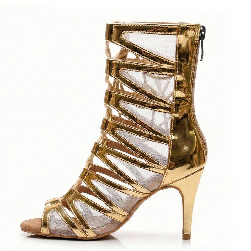 Vikky - Gold Shiny Vegan Leather - Suede Sole