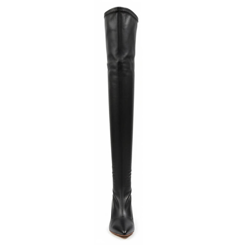 Whitneyy - Black Vegan Stretch Leather - Street Sole - Thigh Variant One