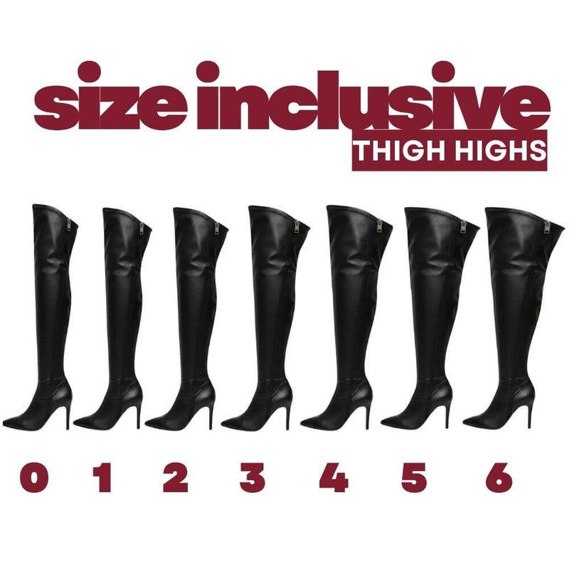 Whitneyy - Black Vegan Stretch Leather - Street Sole - Thigh Variant Six