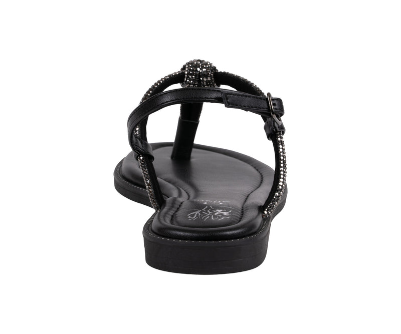 Women’s Alonde Black Embellished T-Strap Flat Sandals
